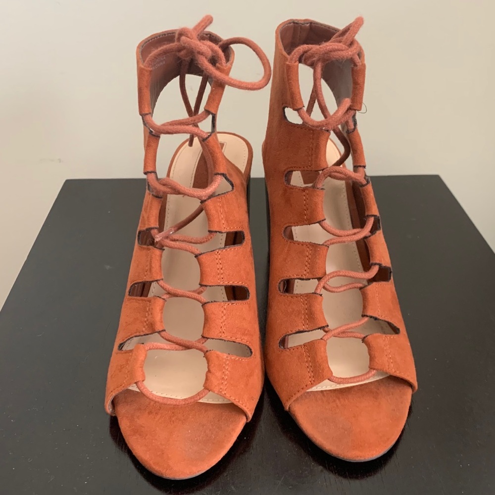 Lace-Up Peep-toe Booties - Picture 3 of 8